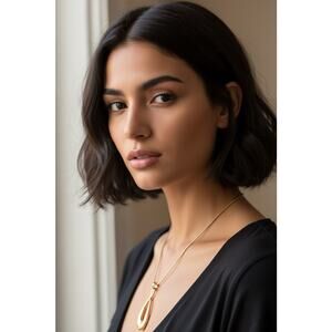 Napier Gold Tone Teardrop Pendant Necklace 25in NWT Signed